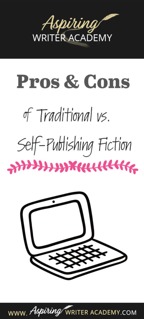 If you are an aspiring writer, you may be wondering whether you should self-publish or try to have your book published by a traditional publisher. What are the benefits? The cost? How hard is it to do? Do you need an agent? How much time is involved? What resources do you need or what skills do you need to know? In our post, Pros and Cons of Self-Publishing Fiction, we give you some of the advantages and disadvantages to help you decide which path is right for you.