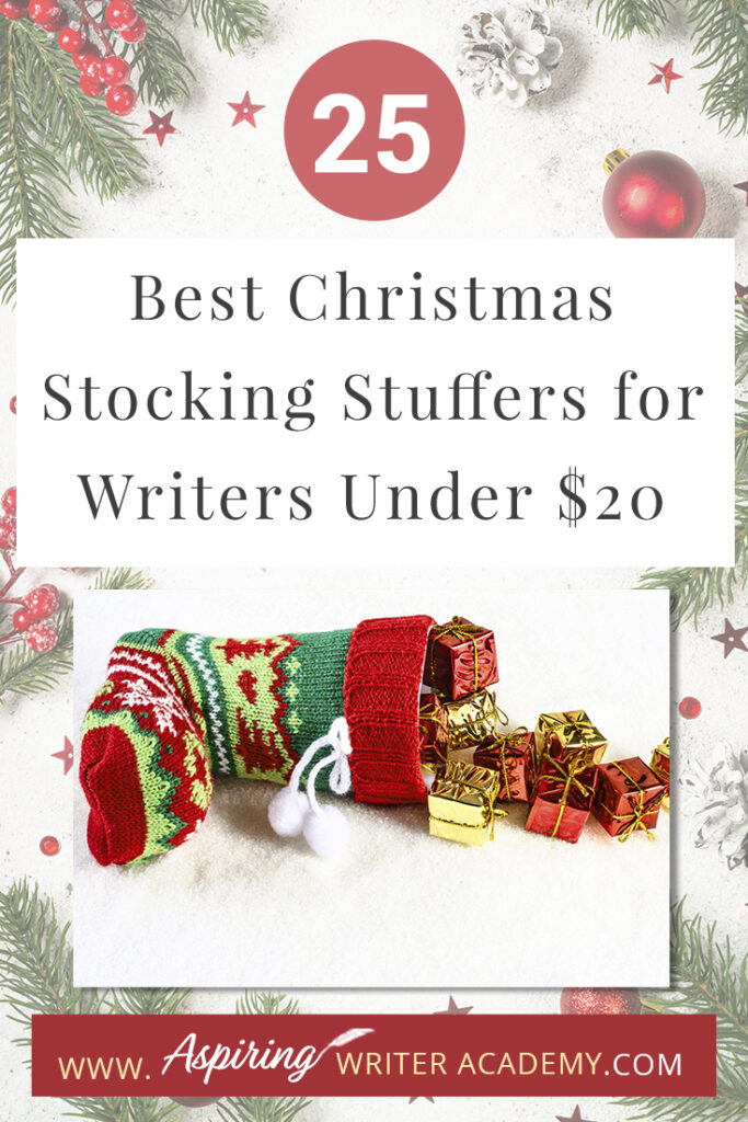 Are you struggling to find fun Christmas stocking stuffers for the writer in your life? If you need ideas and inspiration for gifts while sticking to a budget, you are in luck! We have gathered a list of the 25 Best Christmas Stocking Stuffers for Writers Under $20. We hope that this list can help you get ahead of the holiday season and help you find unique and creative stocking stuffers that a writer, editor, or critique partner will absolutely love.