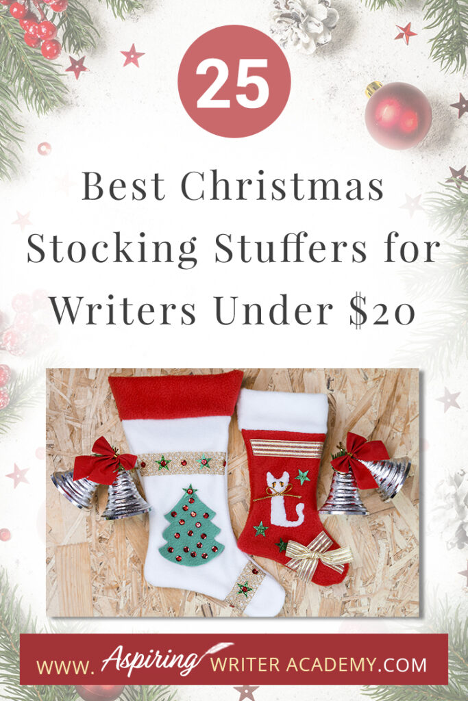 Are you struggling to find fun Christmas stocking stuffers for the writer in your life? If you need ideas and inspiration for gifts while sticking to a budget, you are in luck! We have gathered a list of the 25 Best Christmas Stocking Stuffers for Writers Under $20. We hope that this list can help you get ahead of the holiday season and help you find unique and creative stocking stuffers that a writer, editor, or critique partner will absolutely love.