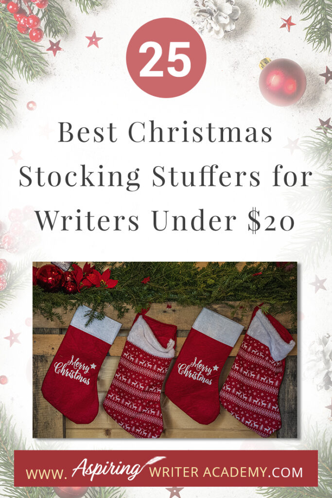 Are you struggling to find fun Christmas stocking stuffers for the writer in your life? If you need ideas and inspiration for gifts while sticking to a budget, you are in luck! We have gathered a list of the 25 Best Christmas Stocking Stuffers for Writers Under $20. We hope that this list can help you get ahead of the holiday season and help you find unique and creative stocking stuffers that a writer, editor, or critique partner will absolutely love.