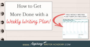 Do you schedule blocks of time to focus on writing your novel each week? Or is writing a hit or miss depending on your personal life? Does having a plan seem too rigid? Are you frustrated because you are not achieving the goals you set out to do weekly, in a month, 90 days, or a year? In How to Get More Done with a Weekly Writing Plan, we show you how to create a flexible plan to help you write more, track your progress, keep you accountable, and celebrate your success.